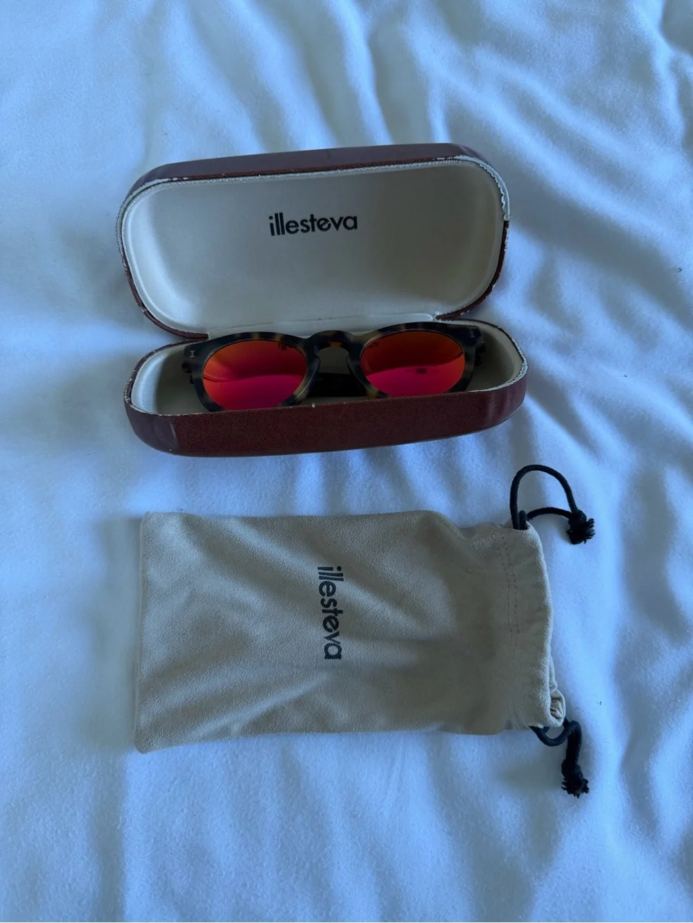 Illesteva Tortoiseshell Round Sunglasses with Pink Lenses